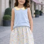 Πατρόν ραπτικής μπλουζάκι με γιακά για κορίτσια 2-6 ετών έτοιμο φορεμένο