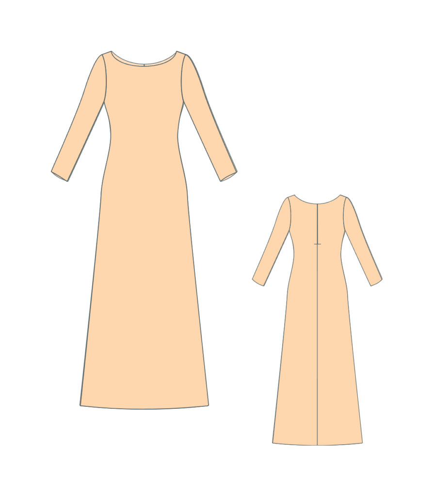 Full length dress with boat neck A line