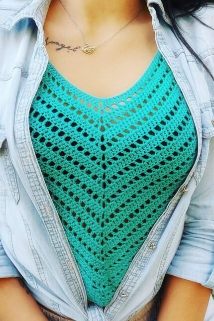 Πλεκτό tank top γαλαζοπράσινο