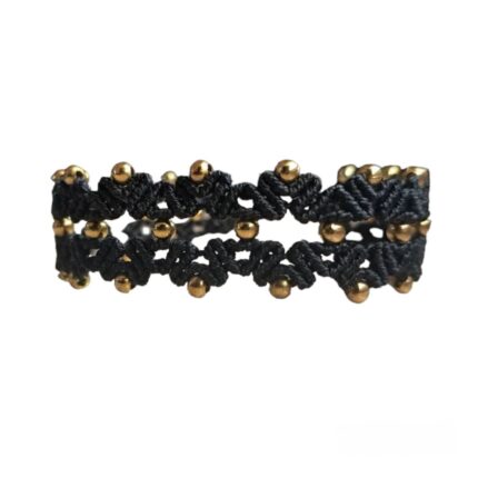 black and gold macrame bracelet