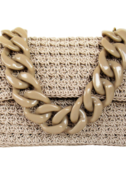 Χειροποίητη Μπεζ Απογευματινή Τσάντα