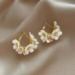 ''Flower'' Σκουλαρίκια Κρίκος με λουλούδια χειροποίητα