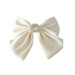 Σατέν Νυφικός φιόγκος μπεζ με κλιπ