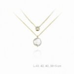 Διπλό κολιέ ζιργκον διαμάντι και φιλντισι ασήμι 925.