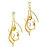 Χειροποιητα Κρεμαστα Σκουλαρικια ατσαλινα και καρφακια ατσαλινα με στρας.