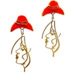 Χειροποιητα Κρεμαστα Σκουλαρικια απο πολυμερικο πηλο και ατσαλι