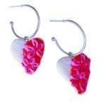 Χειροποιητα Σκουλαρικια- Καρδια- απο πολυμερη πηλο, σε ατσαλινο κρικο που φοριεται και μονος του