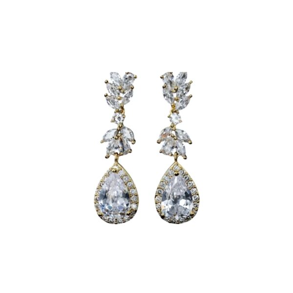 ''AURORA'' Crystal Dangle Earrings | Κρεμαστά σκουλαρίκια επίχρυσα με ζιργκόν πέτρα