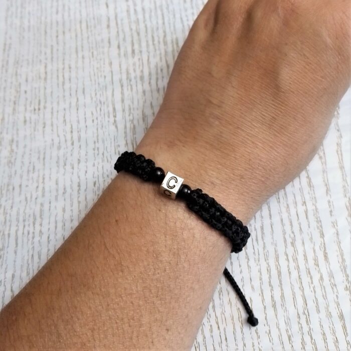 BRAC M802Ζ.Βραχιόλι αντρικό μονόγραμμα C μαύρο μακραμέ