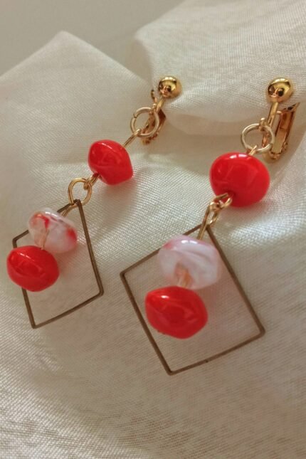 Κρεμαστά χειροποίητα σκουλαρίκια με ρόμβους