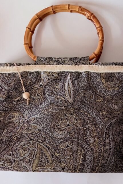 Χειροποίητη τσάντα tote με χερούλια μπαμπού