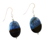 Σκουλαρίκια με μαύρο-μπλε αχάτη