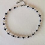 Κολιέ με γκρι αχάτη και χρυσόλιθο