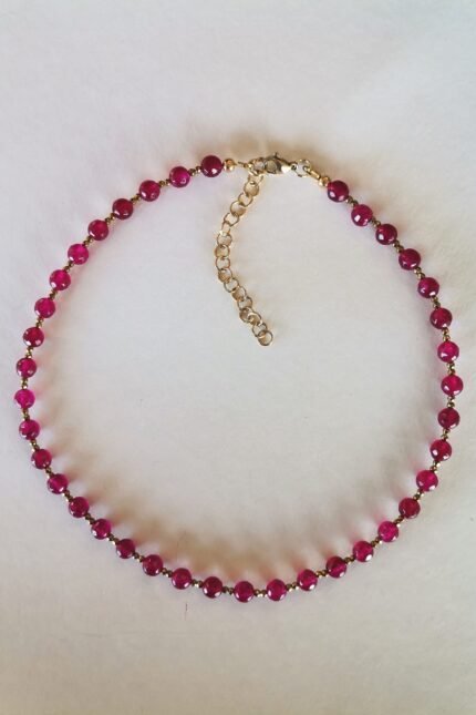 Κολιέ choker με κόκκινο jade