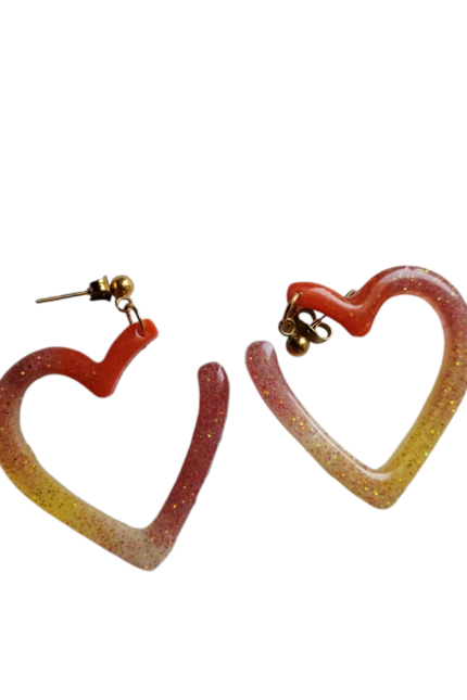 Χειροποίητα σκουλαρίκια καρδιές από υγρό γυαλί!