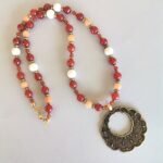 Κολιέ με Κορνεόλη, Κοράλι και Jade