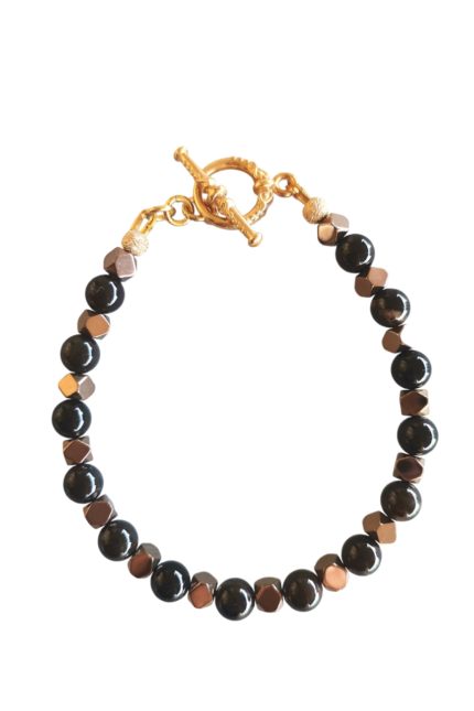 Βραχιόλι με Απολιθωμένο Ξύλο και Αιματίτες