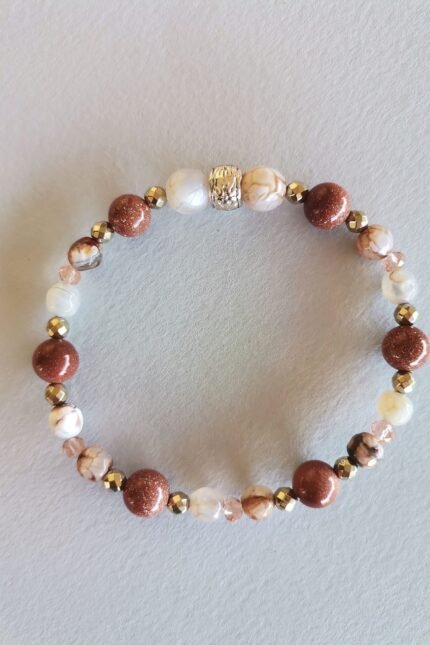 Ελαστικό Βραχιόλι με Χρυσόλιθο και Αχάτη