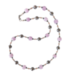 Κολιέ με λιλά jade, όστρακο και αιματίτες