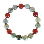 Βραχιόλι με πράσινο αχάτη κρακελέ και κορνεόλη