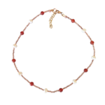 Κολιέ με μαργαριτάρια, κορνεόλη και αιματίτες