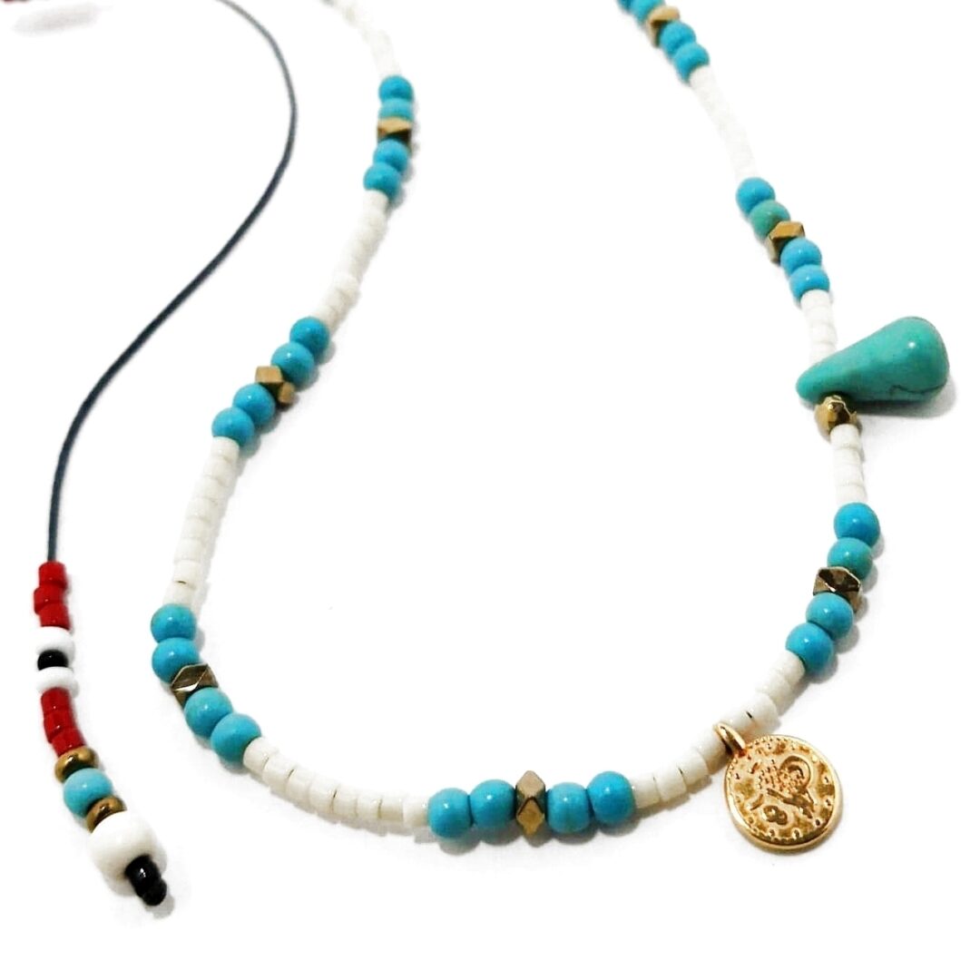 Maui necklace κολιε με χαολίτη αιματίτηχάντρες φλουρί 1