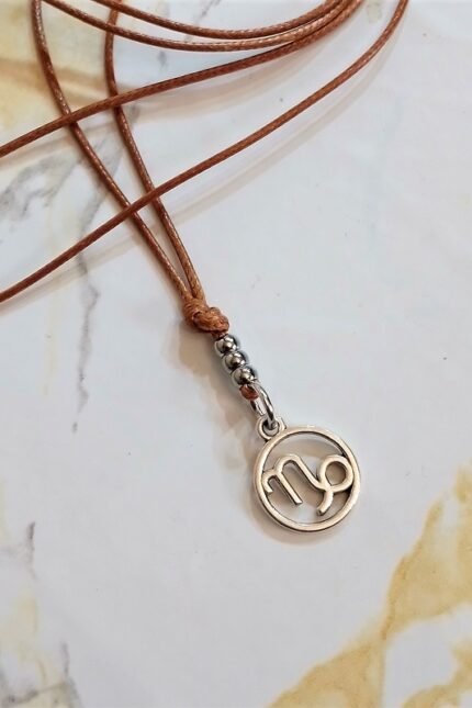 Αντρικό μενταγιόν καφέ ζώδιο Αιγόκερος μεταλλικό