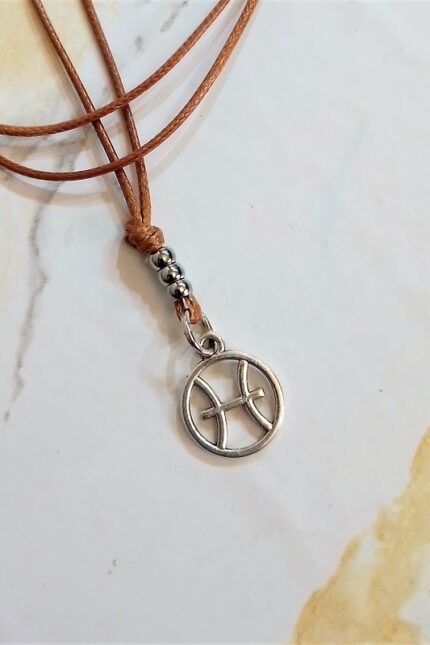 Αντρικό μενταγιόν καφέ ζώδιο Ιχθείς μεταλλικό