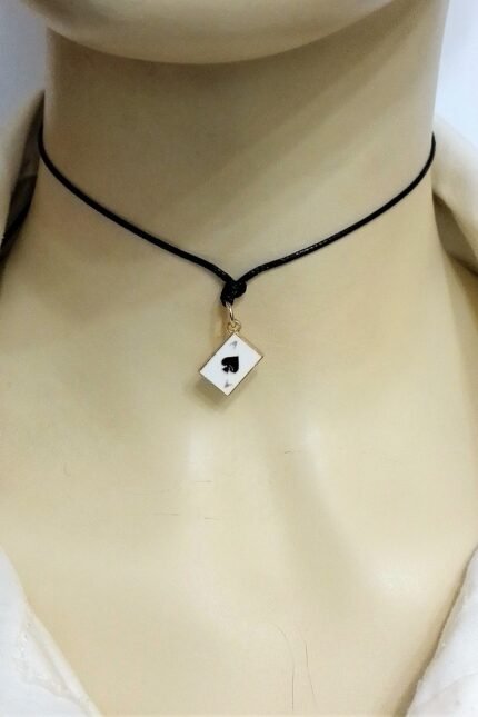 Cord necklace με τον "Άσσο μπαστούνι" της τράπουλας