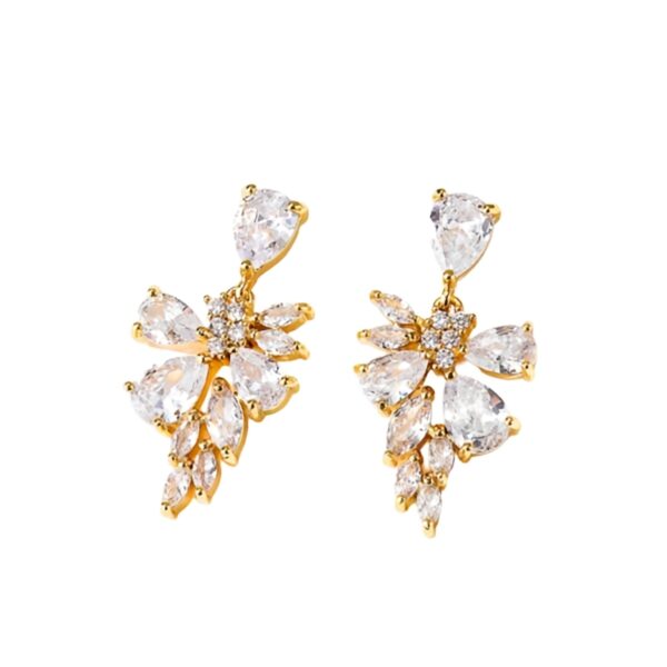 ''PENELOPE'' Shiny Crystal Luxury Earings | Κρεμαστά σκουλαρίκια επίχρυσα με ζιργκόν πέτρα