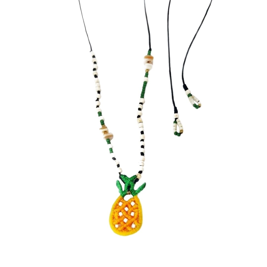 Pineapple necklace μακραμε κολιε ανανάς με χάντρες 1