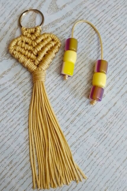 Σετ δώρου μπρελόκ μπεζ καρδιά με μπεζ μπεγλέρι