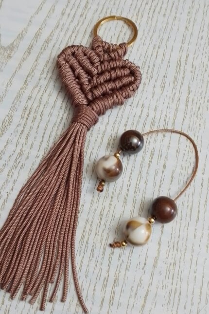 Σετ δώρου μπρελόκ σοκολά καρδιά με καφέ μπεγλεράκι