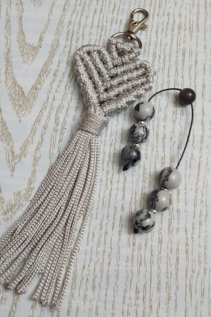 Σετ δώρου μπρελόκ γκρι καρδιά με γκρι μπεγλεράκι