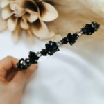 Στέκα λαμπερή διακομισμένη με κρύσταλλα σε μαύρο χρώμα