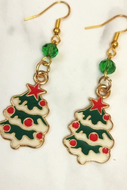 Σκουλαρίκια christmas tree πράσινα κρύσταλλα