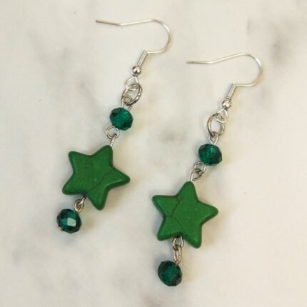 Σκουλαρίκια αστέρι πράσινο χαολίτης