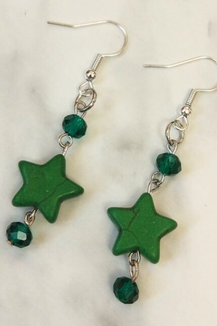 Σκουλαρίκια αστέρι πράσινο χαολίτης