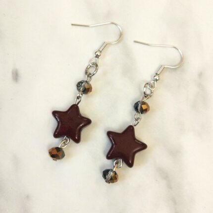 Σκουλαρίκια αστέρι μπορντώ κεραμικό