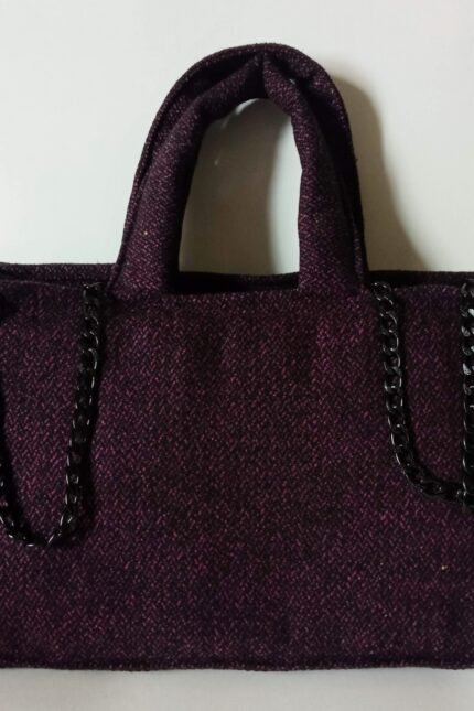 Χειροποίητη μωβ τσάντα από ύφασμα