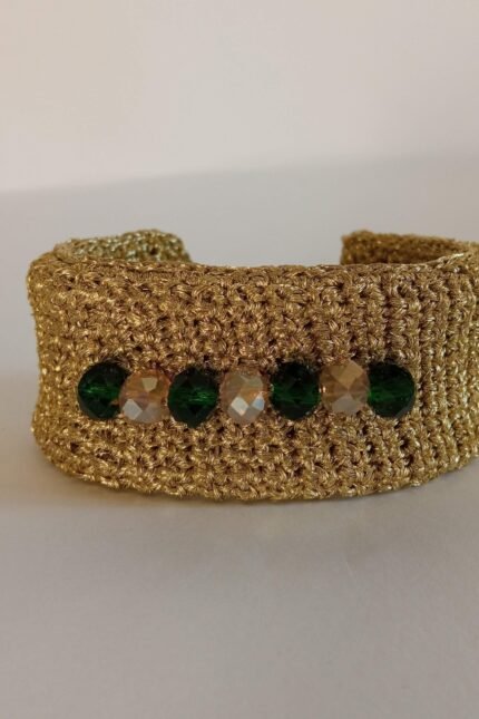 Χειροποίητο βραχιόλι πλεκτό με κρύσταλλα