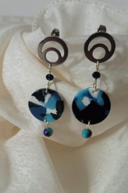 Χειροποίητα κρεμαστά σκουλαρίκια με ατσάλινα κλιπ