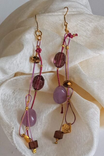 Χειροποίητα κρεμαστά σκουλαρίκια με πέτρες