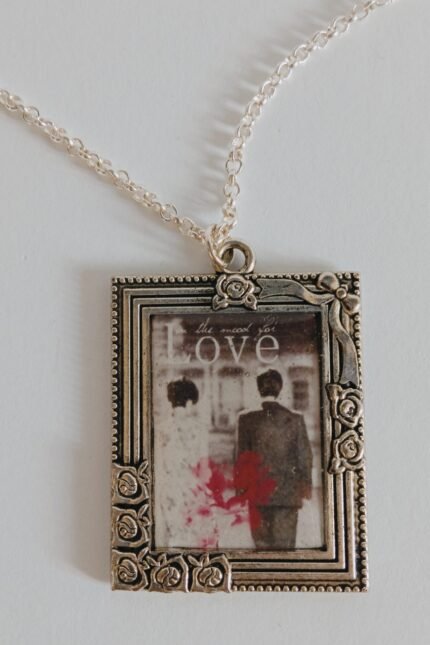 Χειροποίητο κολιέ με υγρό γυαλί διπλής όψης