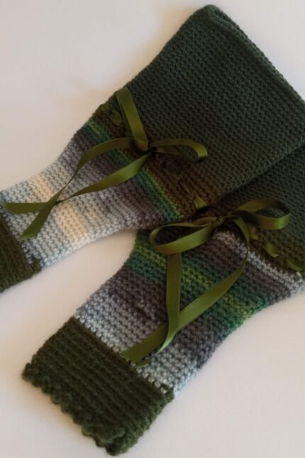 Χειροποίητα πλεκτά μανίκια πράσινα