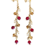 Κρεμαστά σκουλαρίκια με αχάτη ruby και όστρακο