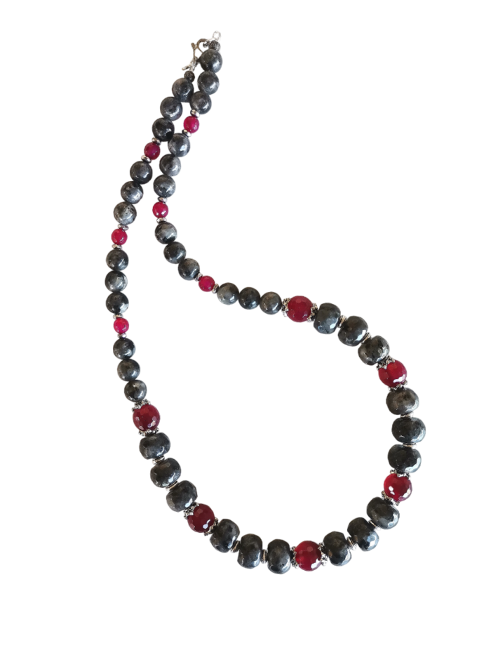 Κολιέ με Λαρβικίτη και Αχάτη Ruby - Image 1
