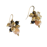 Σκουλαρίκια με μπεζ ρουτίλιο και επίχρυση λάβα