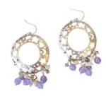 Σκουλαρίκια με μωβ jade, όστρακο και κρύσταλλα