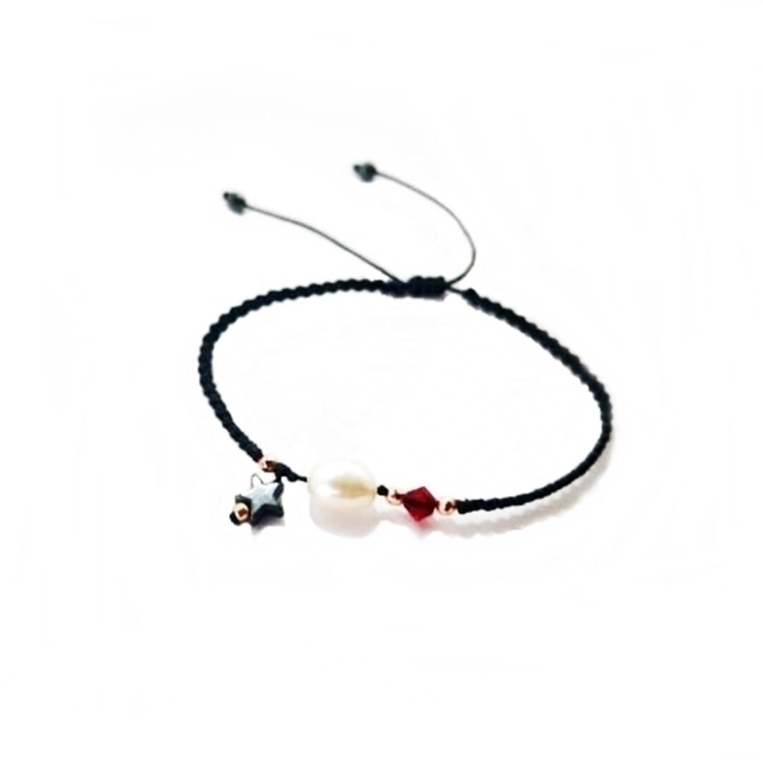 Ruby pearl bracelet βραχιόλι με μαργαριτάρι κ ρουμπινί κρύσταλλο 1